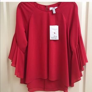 Badgley Mishchka Red Bell Sleeve Top
